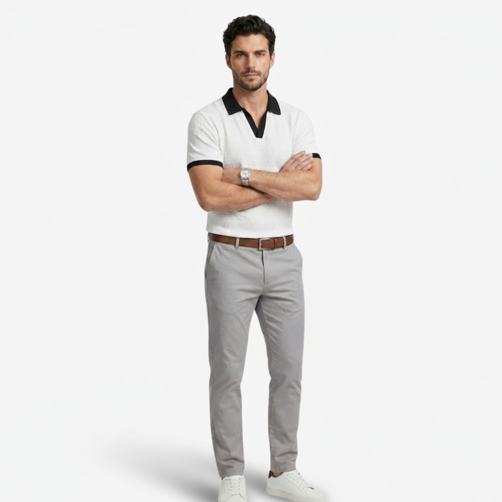 VALERIQUE | Polo à Col V pour Homme – Col Contrasté et Coupe Régulière
