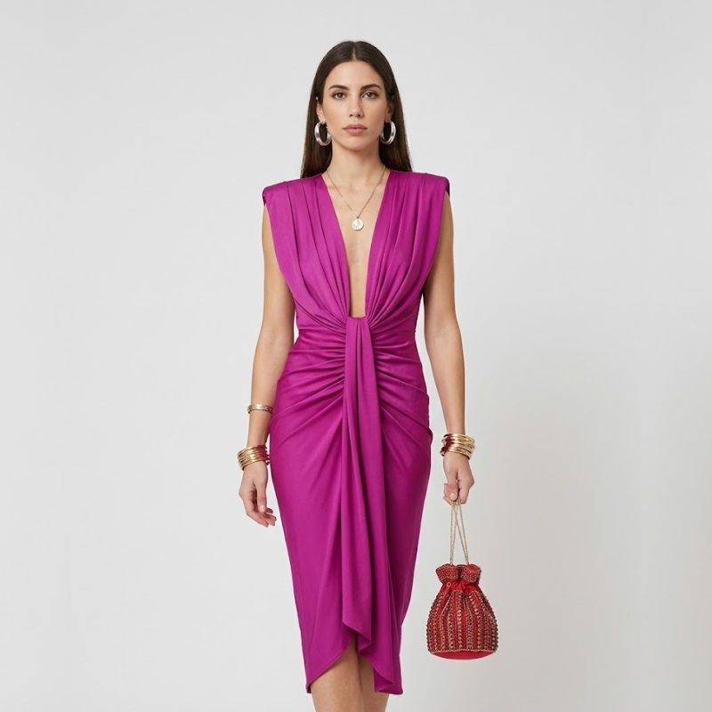 VALERIQUE | Robe Midi Plissée en Coton Léger pour Femme – Taille Marquée