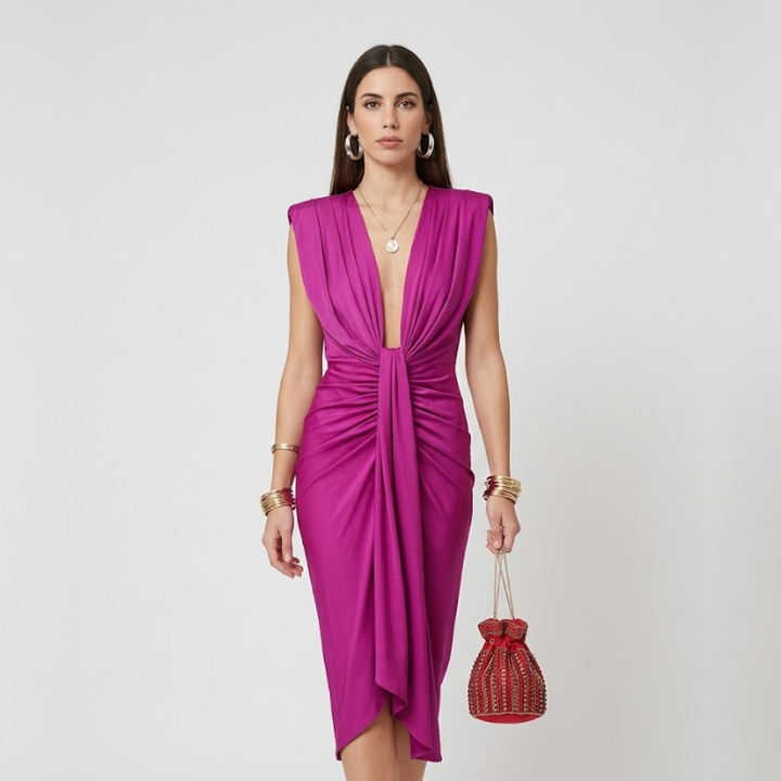 VALERIQUE | Robe Midi Plissée en Coton Léger pour Femme – Taille Marquée