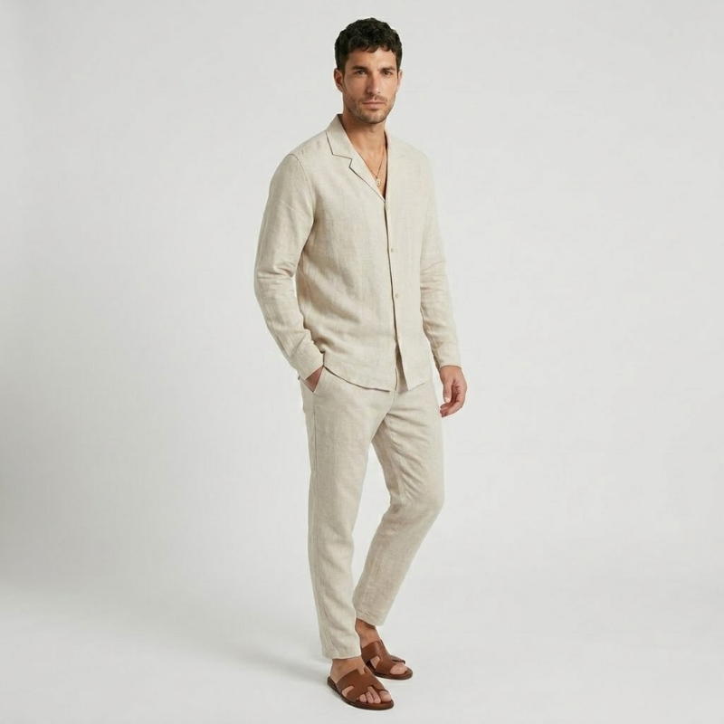 VALERIQUE | Ensemble Chemise et Pantalon en Lin pour Homme