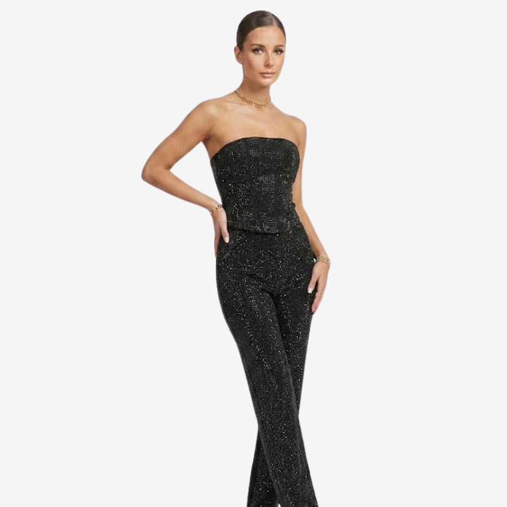 VALERIQUE | Ensemble Bustier et Pantalon en Coton Léger pour Femme – Coupe Ajustée