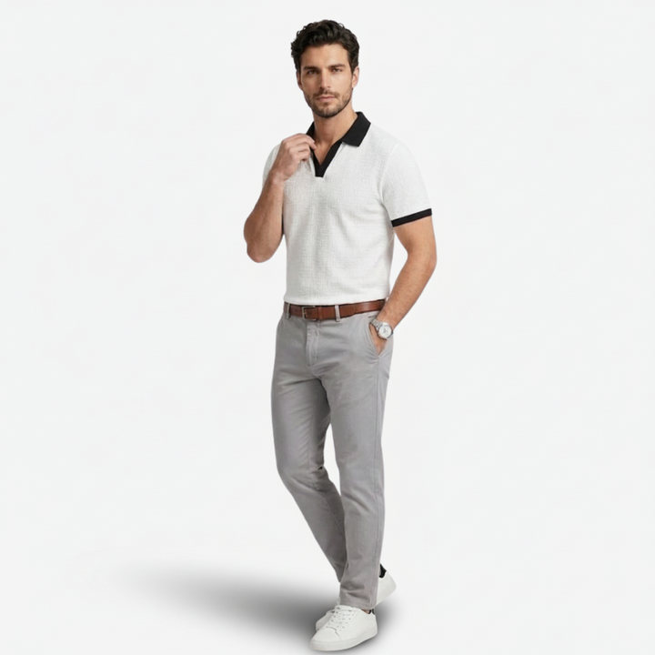 VALERIQUE | Polo à Col V pour Homme – Col Contrasté et Coupe Régulière