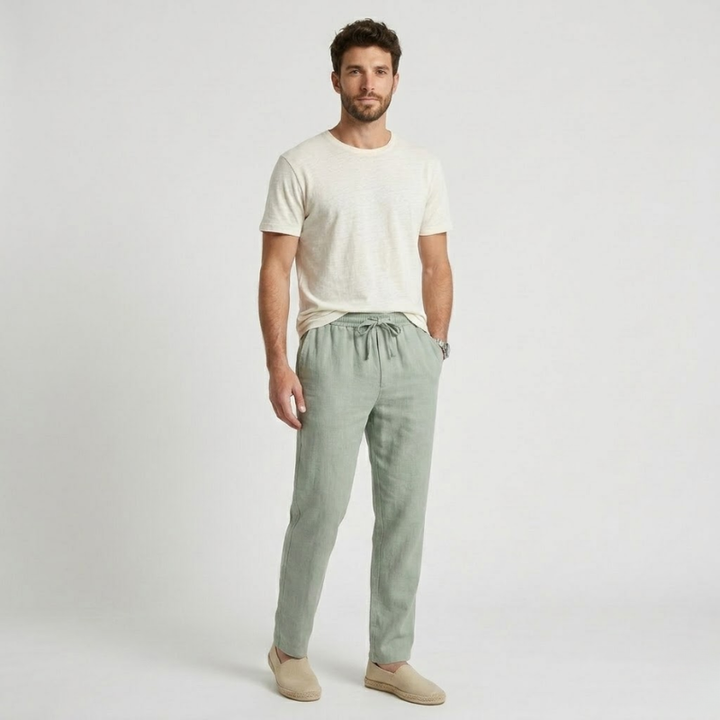 VALERIQUE | Pantalon en Lin Léger pour Homme – Coupe Ample