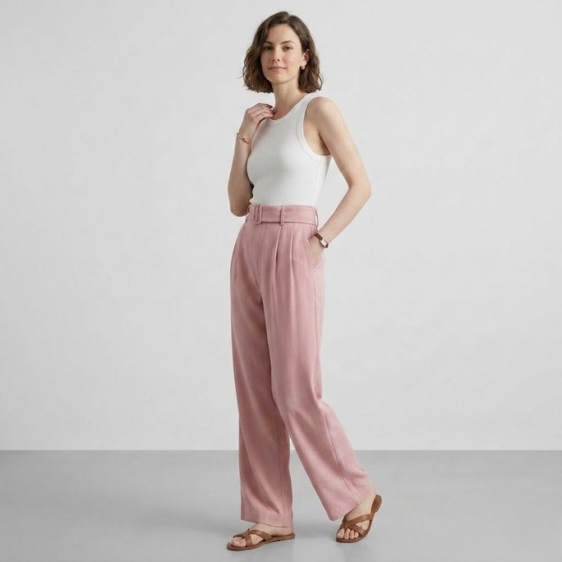 VALERIQUE | Pantalon Taille Haute pour Femme – Coupe Droite