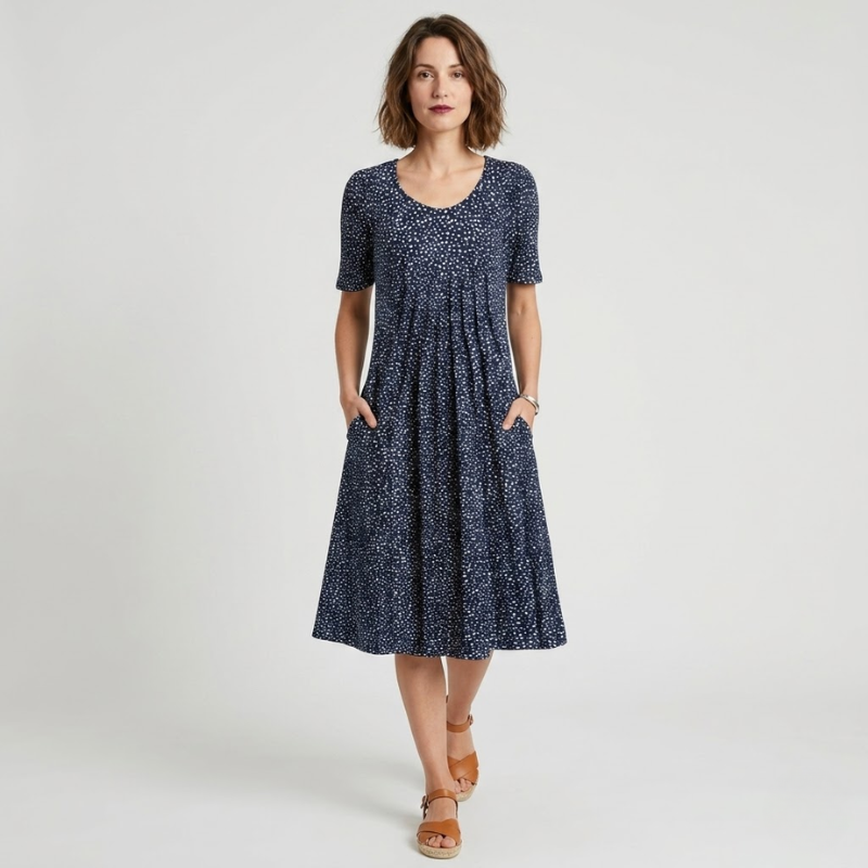 VALERIQUE | Robe Midi Fleurie pour Femme – Manches Courtes