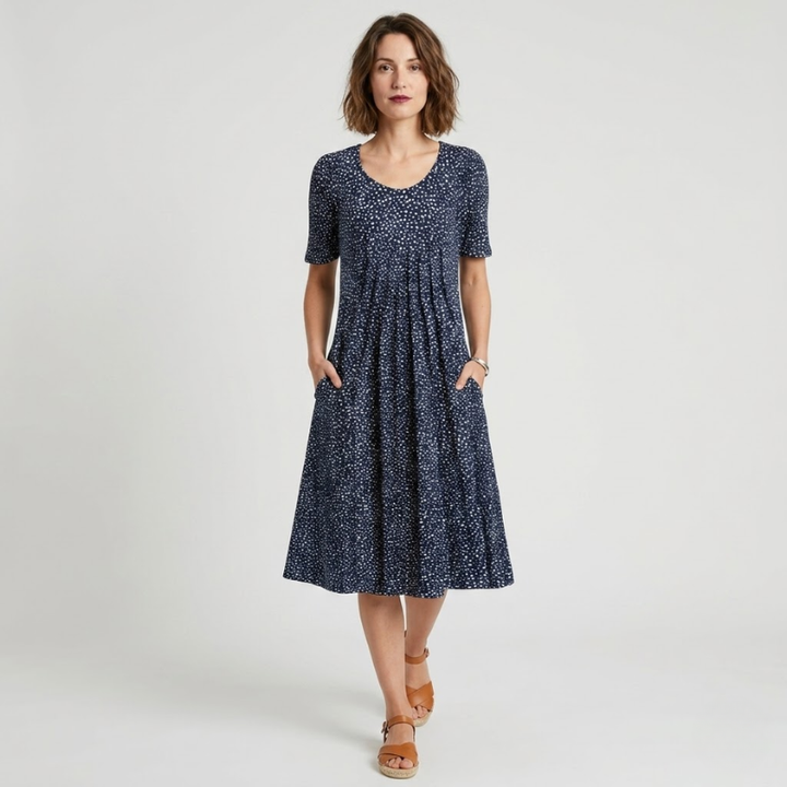 VALERIQUE | Robe Midi Fleurie pour Femme – Manches Courtes