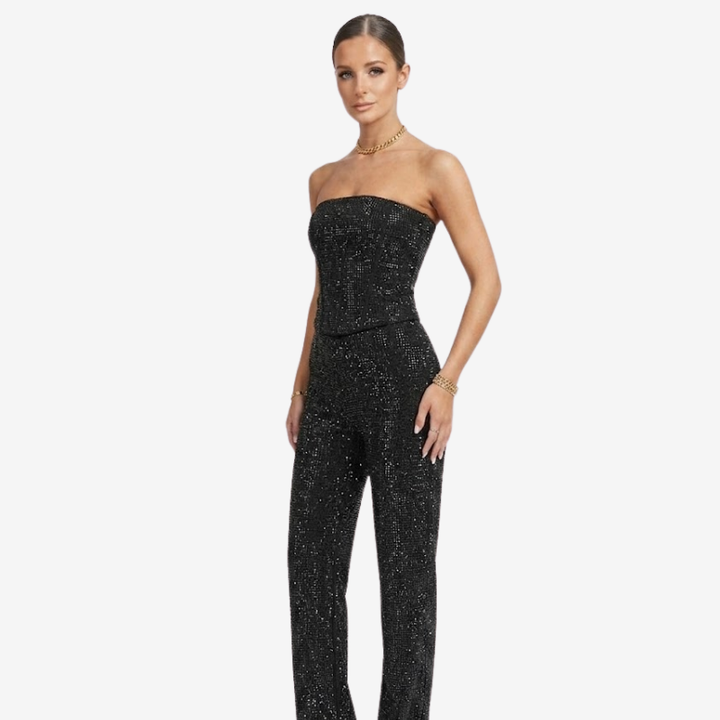 VALERIQUE | Ensemble Bustier et Pantalon en Coton Léger pour Femme – Coupe Ajustée