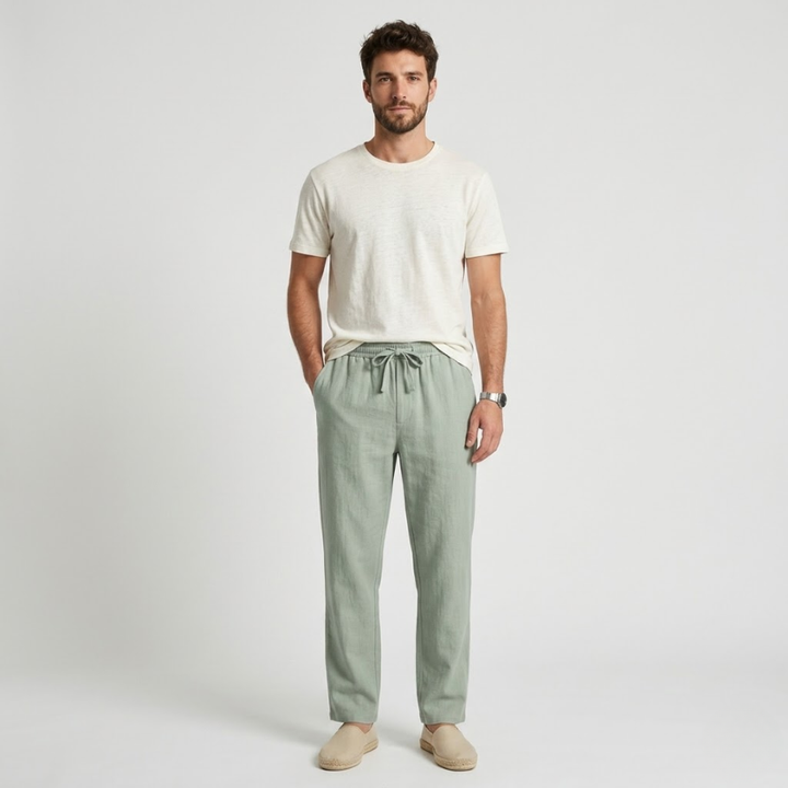 VALERIQUE | Pantalon en Lin Léger pour Homme – Coupe Ample