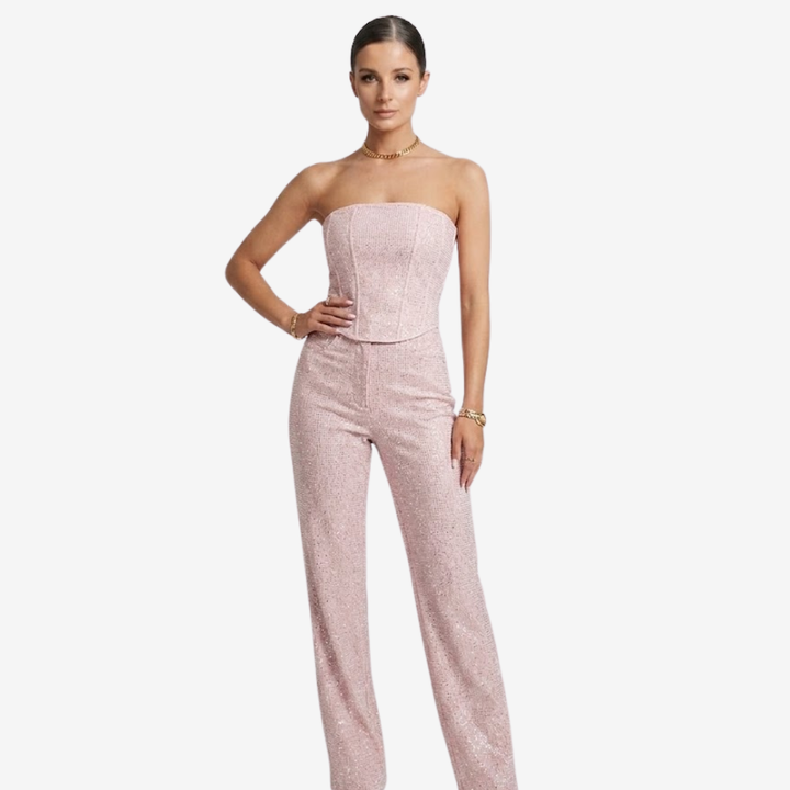 VALERIQUE | Ensemble Bustier et Pantalon en Coton Léger pour Femme – Coupe Ajustée