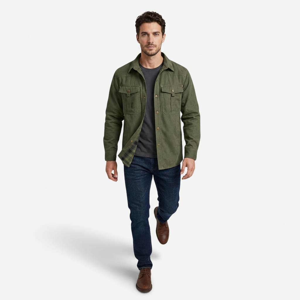 VALERIQUE | Veste Cargo en Coton pour Homme – Col Revers et Coupe Classique