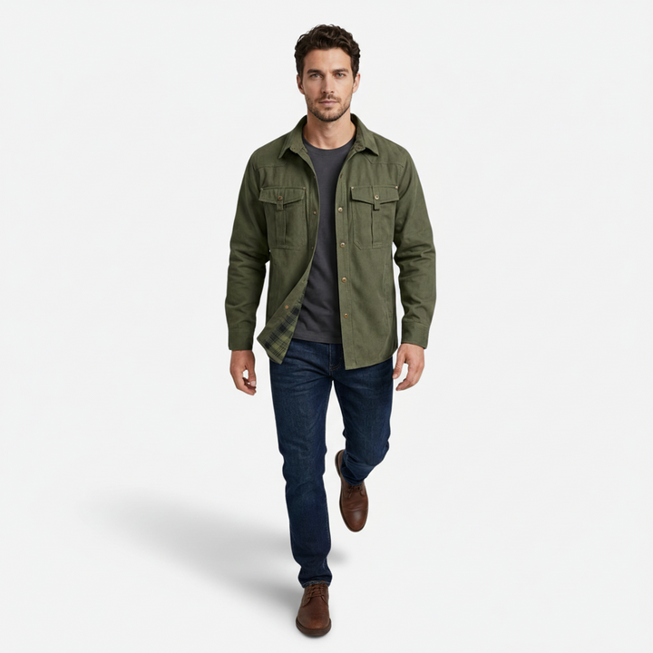 VALERIQUE | Veste Cargo en Coton pour Homme – Col Revers et Coupe Classique