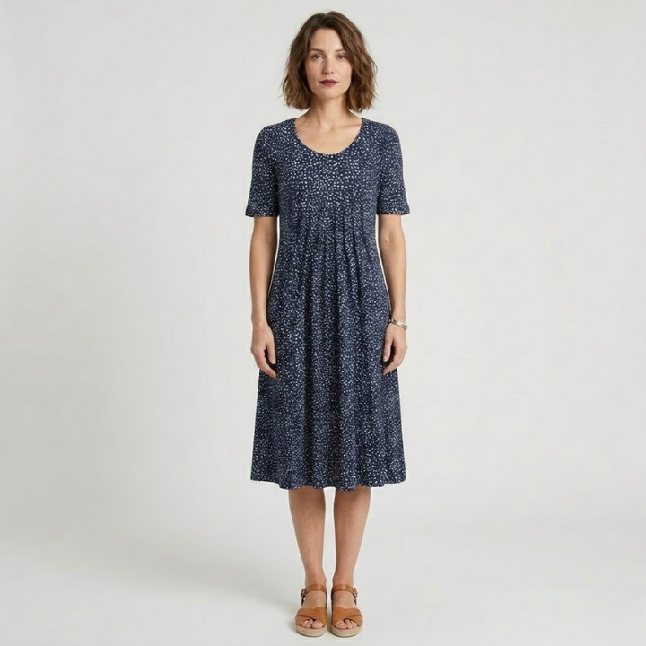 VALERIQUE | Robe Midi Fleurie pour Femme – Manches Courtes