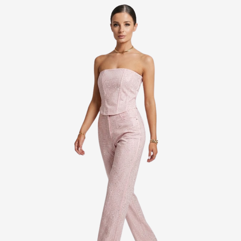 VALERIQUE | Ensemble Bustier et Pantalon en Coton Léger pour Femme – Coupe Ajustée