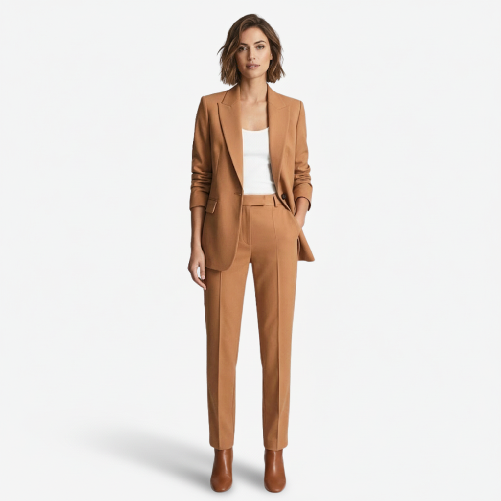 VALERIQUE | Ensemble Blazer et Pantalon en Coton Léger pour Femme – Coupe Structurée