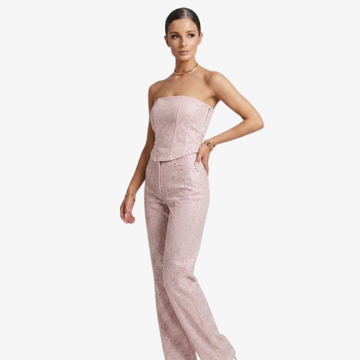VALERIQUE | Ensemble Bustier et Pantalon en Coton Léger pour Femme – Coupe Ajustée