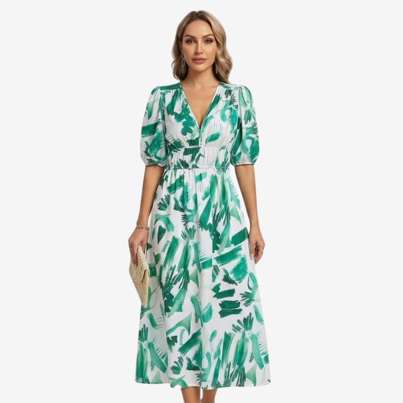 VALERIQUE | Robe à Col V en Coton Léger pour Femme – Taille Marquée