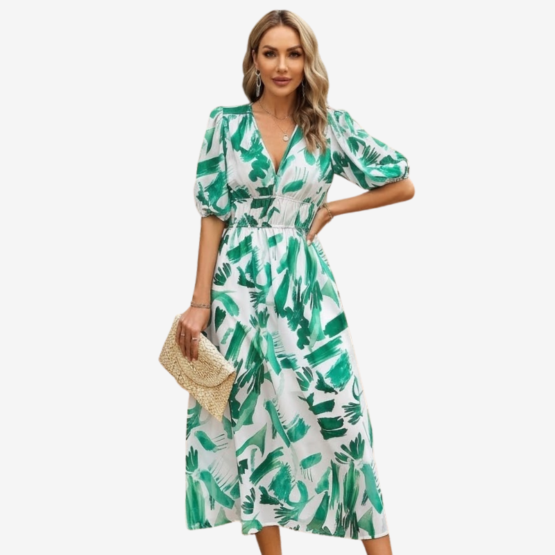 VALERIQUE | Robe à Col V en Coton Léger pour Femme – Taille Marquée