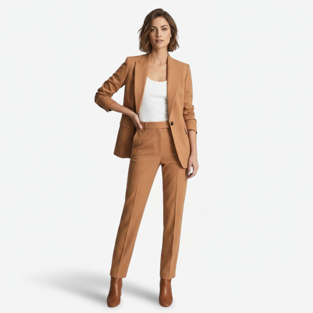 VALERIQUE | Ensemble Blazer et Pantalon en Coton Léger pour Femme – Coupe Structurée