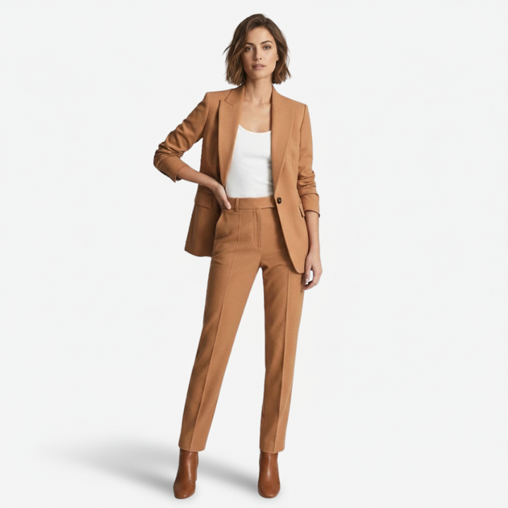 VALERIQUE | Ensemble Blazer et Pantalon en Coton Léger pour Femme – Coupe Structurée