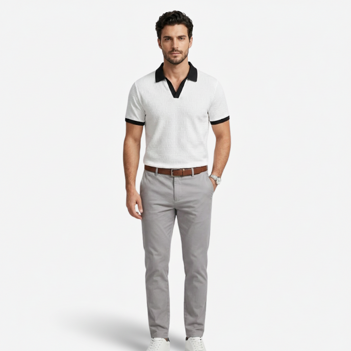 VALERIQUE | Polo à Col V pour Homme – Col Contrasté et Coupe Régulière