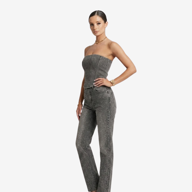 VALERIQUE | Ensemble Bustier et Pantalon en Coton Léger pour Femme – Coupe Ajustée