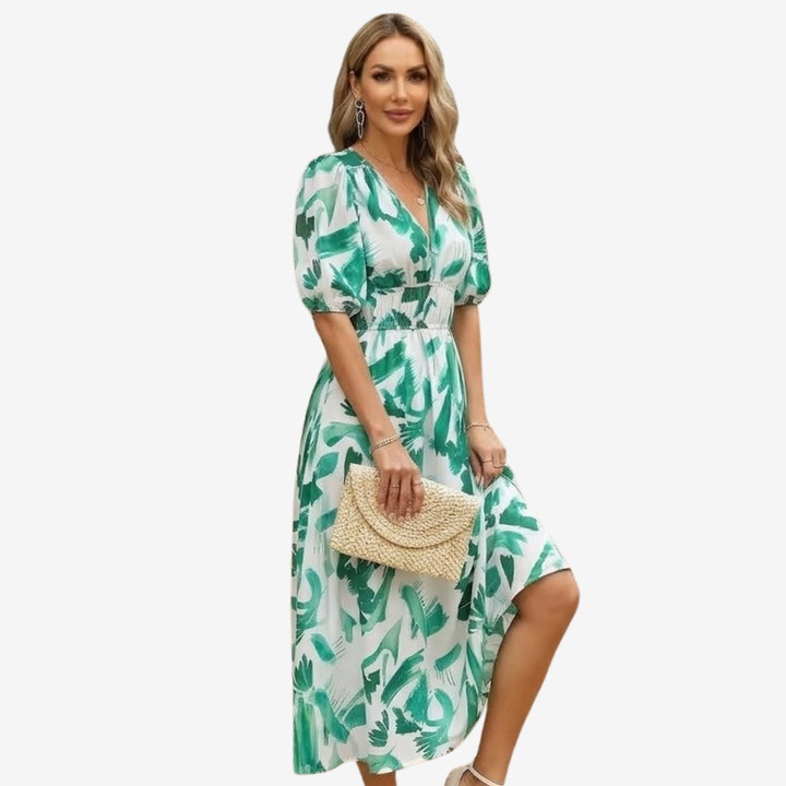 VALERIQUE | Robe à Col V en Coton Léger pour Femme – Taille Marquée