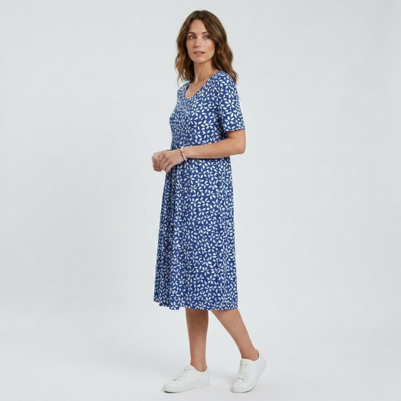 VALERIQUE | Robe Midi Fleurie pour Femme – Manches Courtes