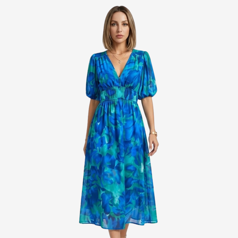 VALERIQUE | Robe à Col V en Coton Léger pour Femme – Taille Marquée
