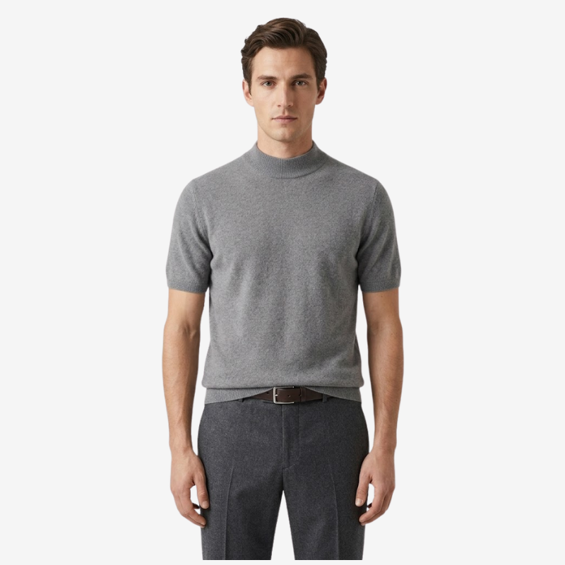 VALERIQUE | T-Shirt Col Montant en Laine pour Homme – Coupe Ajustée