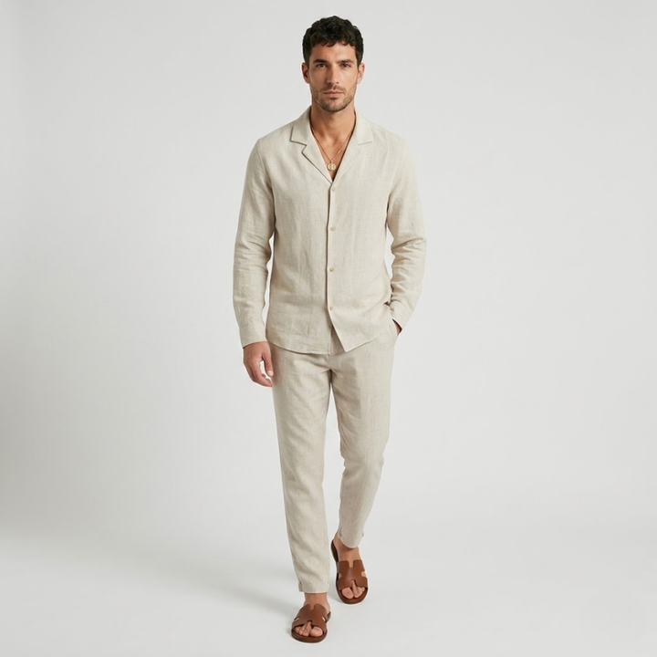 VALERIQUE | Ensemble Chemise et Pantalon en Lin pour Homme