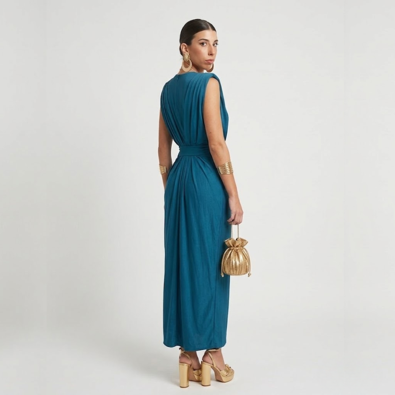 VALERIQUE | Robe Midi Plissée en Coton Léger pour Femme – Taille Marquée