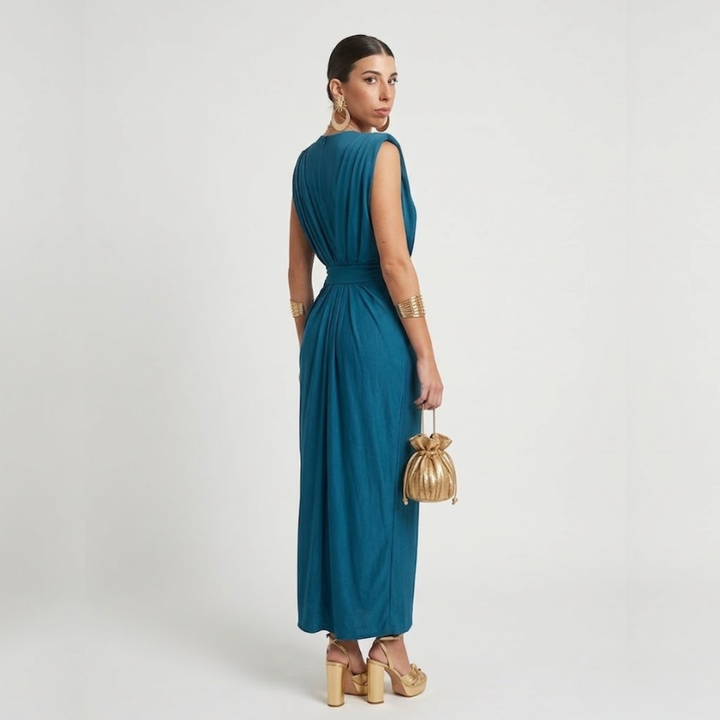 VALERIQUE | Robe Midi Plissée en Coton Léger pour Femme – Taille Marquée