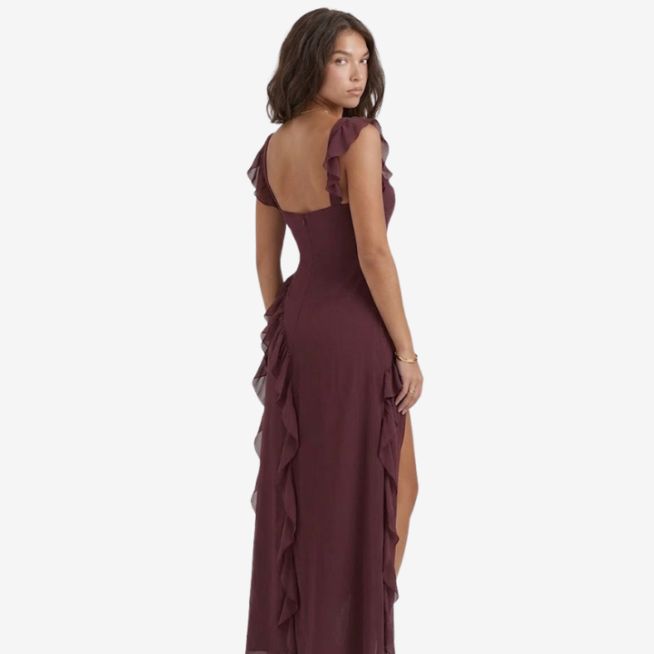 VALERIQUE | Robe Asymétrique à Volants en Coton Léger pour Femme – Fente Haute
