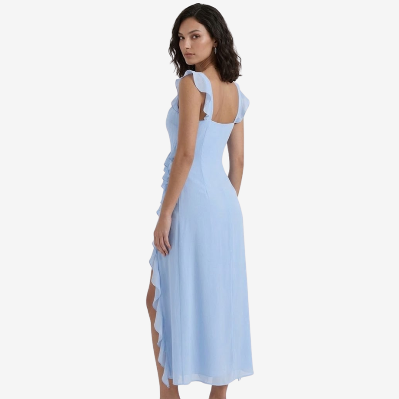 VALERIQUE | Robe Asymétrique à Volants en Coton Léger pour Femme – Fente Haute