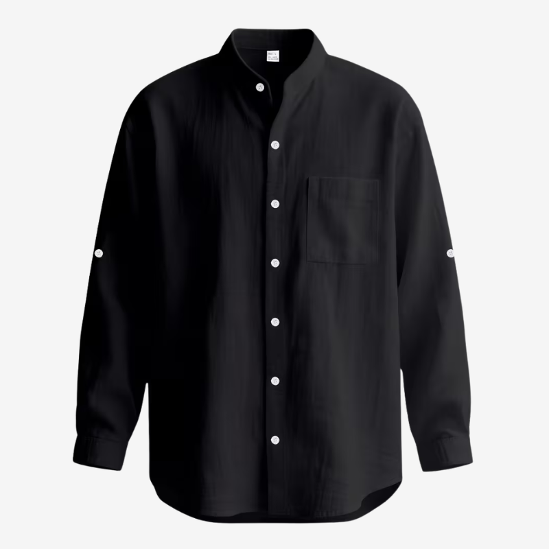 VALERIQUE | Chemise en Lin pour Homme – Manches Longues et Col Officier Coupe Classique