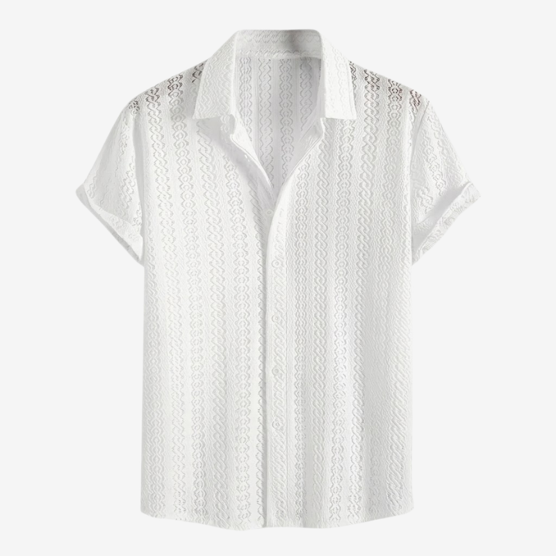 VALERIQUE | Chemise Texturée à Manches Courtes pour Homme – Col Revers et Coupe Classique