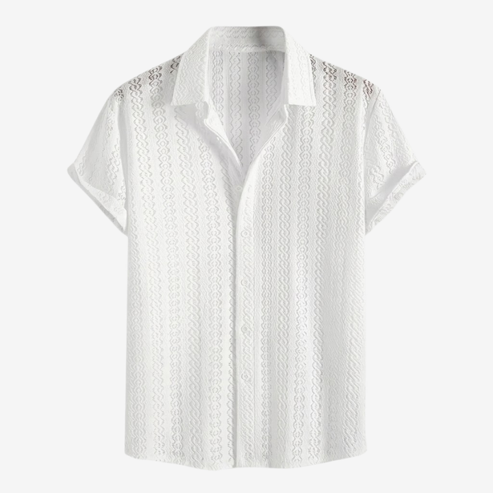 VALERIQUE | Chemise Texturée à Manches Courtes pour Homme – Col Revers et Coupe Classique