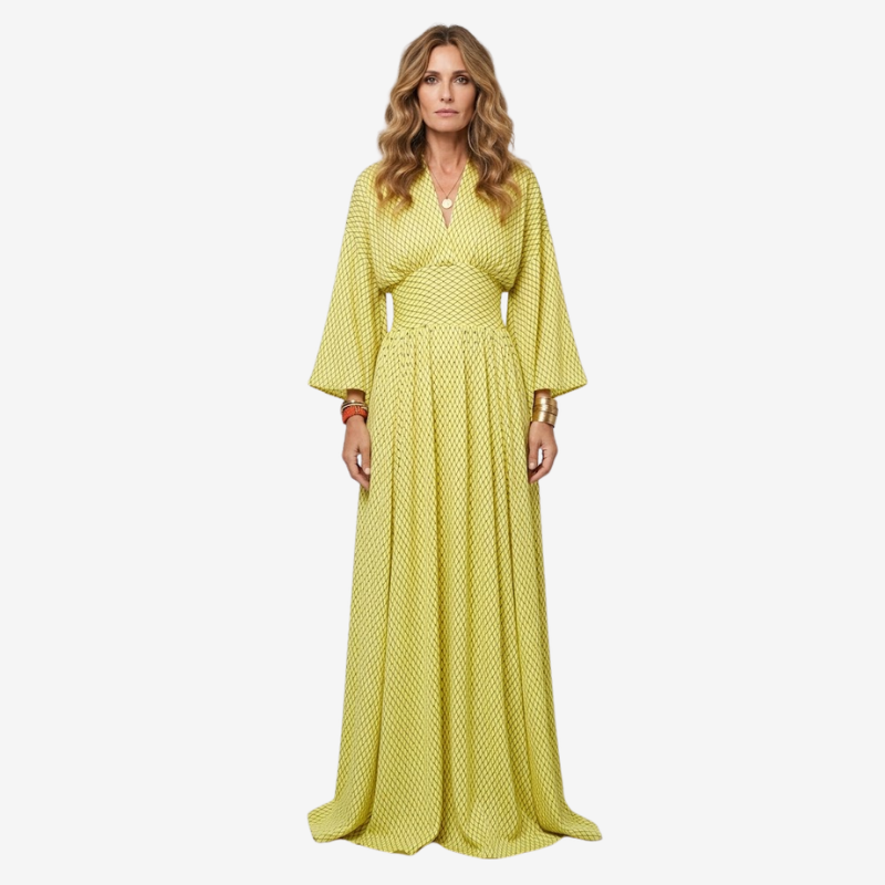 VALERIQUE | Robe Longue en Coton Léger Texturé pour Femme – Manches Amples