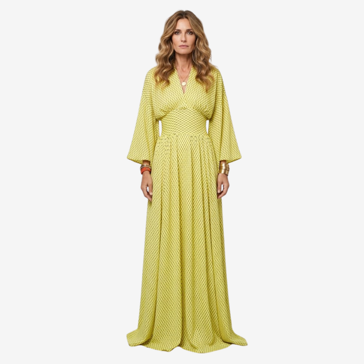 VALERIQUE | Robe Longue en Coton Léger Texturé pour Femme – Manches Amples