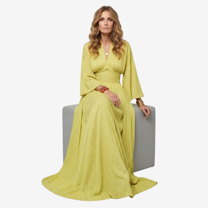 VALERIQUE | Robe Longue en Coton Léger Texturé pour Femme – Manches Amples