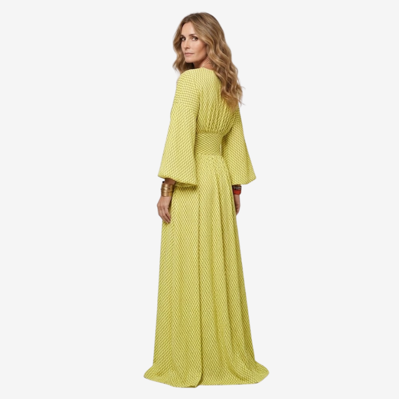 VALERIQUE | Robe Longue en Coton Léger Texturé pour Femme – Manches Amples