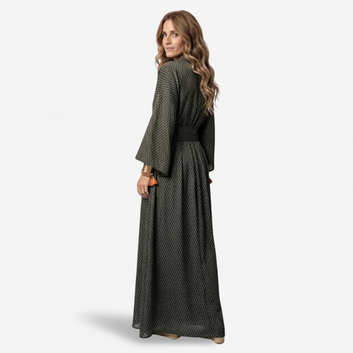 VALERIQUE | Robe Longue en Coton Léger Texturé pour Femme – Manches Amples