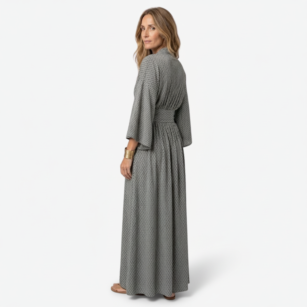 VALERIQUE | Robe Longue en Coton Léger Texturé pour Femme – Manches Amples