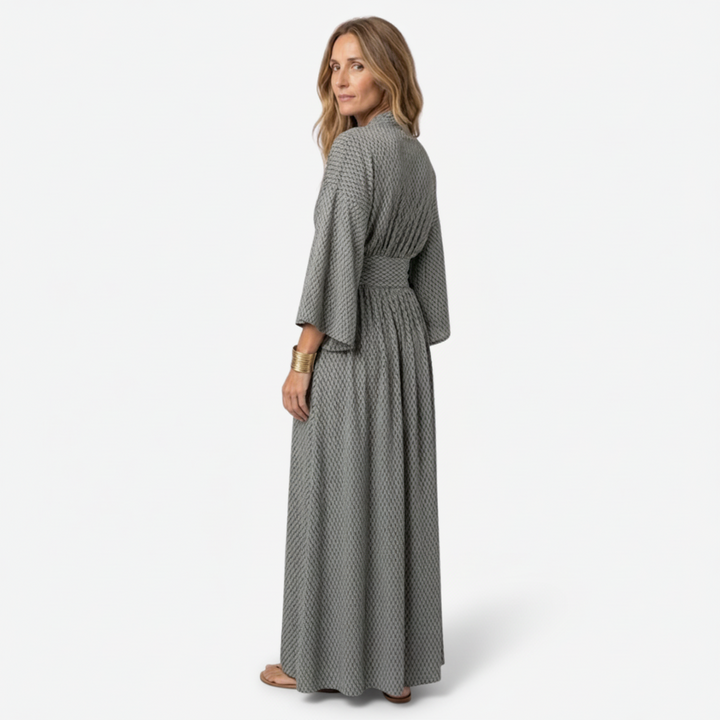 VALERIQUE | Robe Longue en Coton Léger Texturé pour Femme – Manches Amples