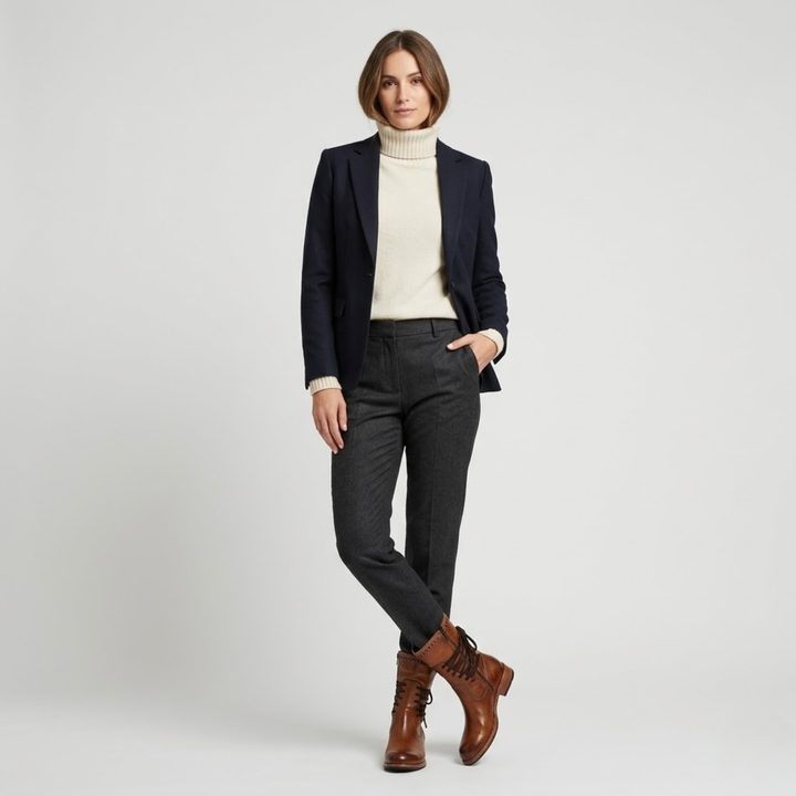 VALERIQUE | Femme bottines café à lacets avec talon bloc et bout rond