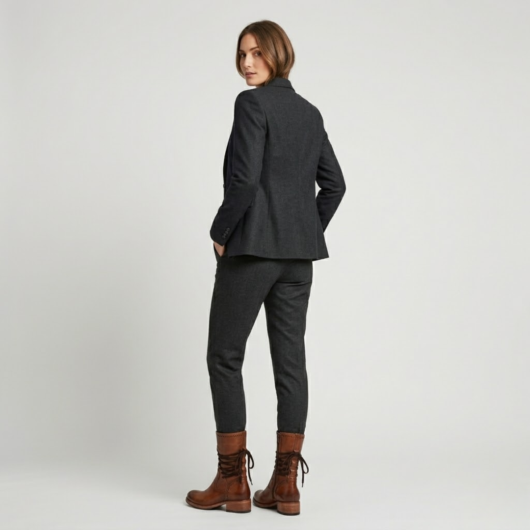 VALERIQUE | Femme bottines café à lacets avec talon bloc et bout rond