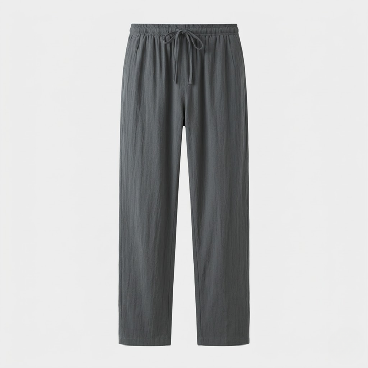 VALERIQUE | Homme pantalon droit en coton à taille élastiquée avec cordon longueur cheville