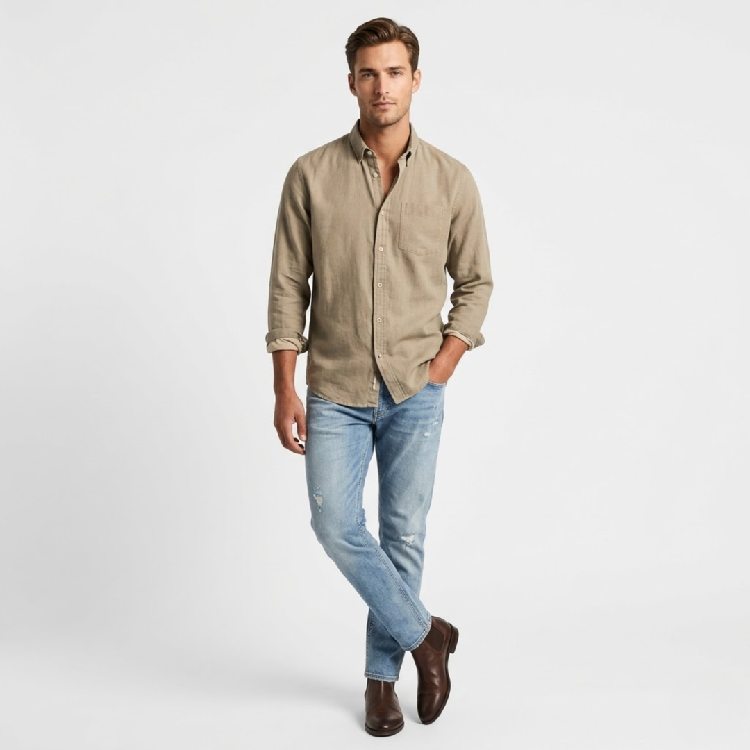 VALERIQUE | Chemise à manches longues coupe classique style minimaliste pour usage quotidien