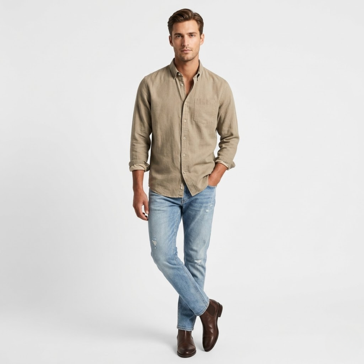 VALERIQUE | Chemise à manches longues coupe classique style minimaliste pour usage quotidien