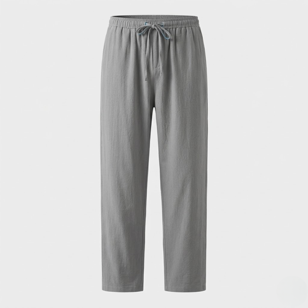 VALERIQUE | Homme pantalon droit en coton à taille élastiquée avec cordon longueur cheville